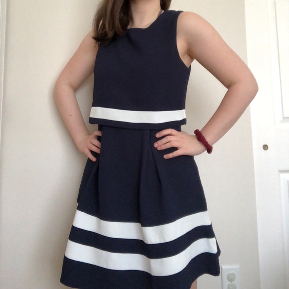 navy blue 50's style dress
